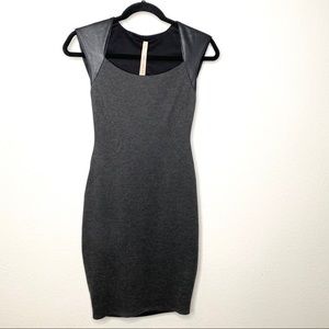 Bailey 44 Bodycon Dress w/ Leather Accents